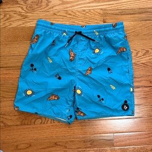 Blue Swim Shorts with Fun Print Volcom boys size large 12